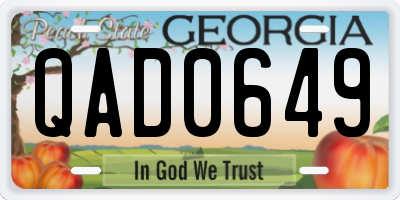 GA license plate QAD0649