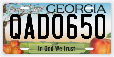 GA license plate QAD0650
