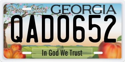 GA license plate QAD0652