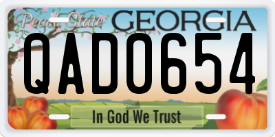 GA license plate QAD0654