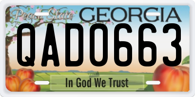 GA license plate QAD0663