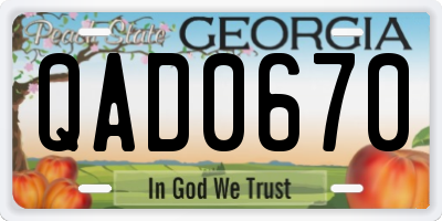 GA license plate QAD0670