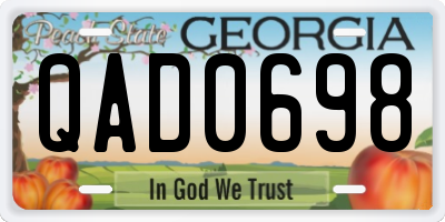GA license plate QAD0698