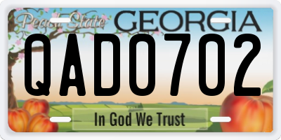 GA license plate QAD0702