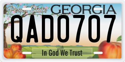 GA license plate QAD0707