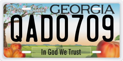 GA license plate QAD0709