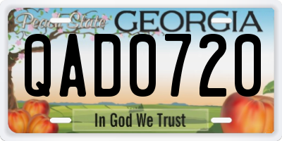 GA license plate QAD0720