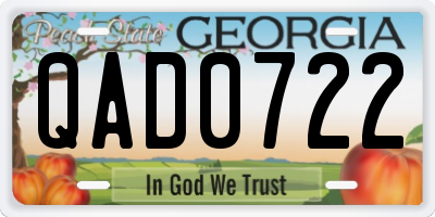 GA license plate QAD0722