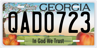 GA license plate QAD0723