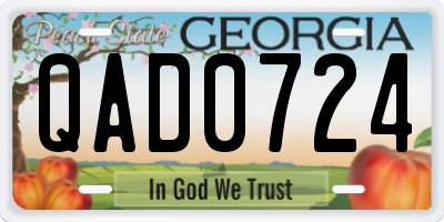 GA license plate QAD0724