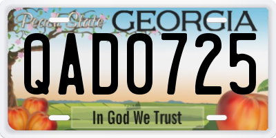 GA license plate QAD0725
