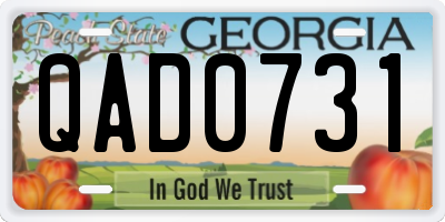 GA license plate QAD0731