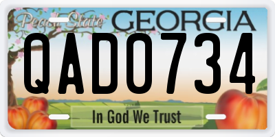 GA license plate QAD0734