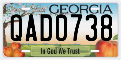 GA license plate QAD0738