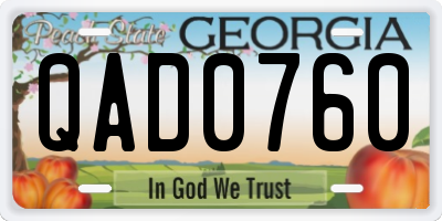 GA license plate QAD0760