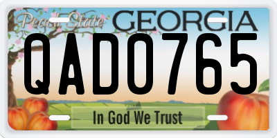 GA license plate QAD0765