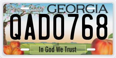GA license plate QAD0768