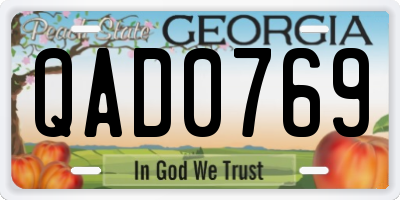 GA license plate QAD0769