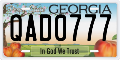GA license plate QAD0777
