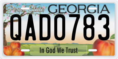 GA license plate QAD0783