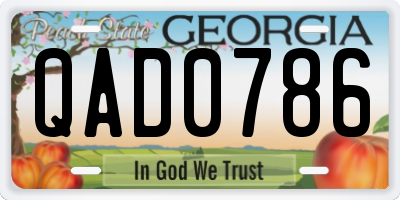 GA license plate QAD0786