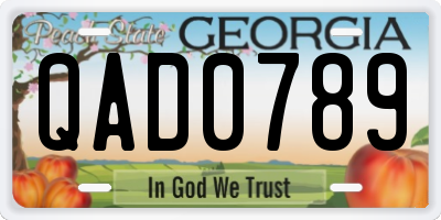 GA license plate QAD0789