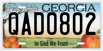 GA license plate QAD0802