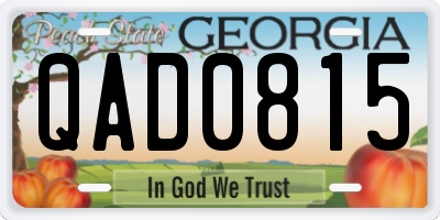 GA license plate QAD0815