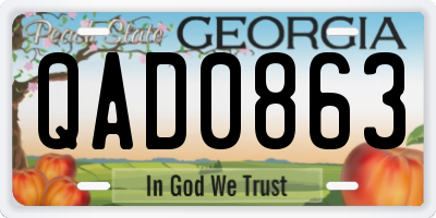 GA license plate QAD0863