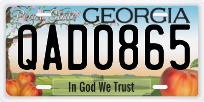 GA license plate QAD0865
