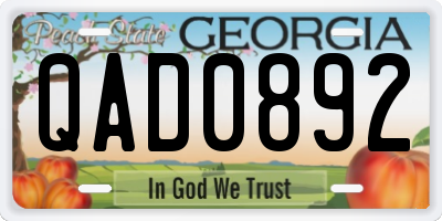 GA license plate QAD0892