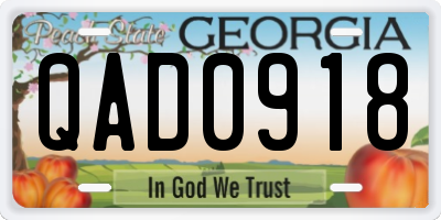 GA license plate QAD0918