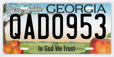 GA license plate QAD0953