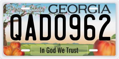 GA license plate QAD0962