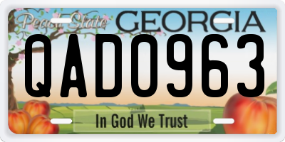 GA license plate QAD0963