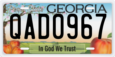GA license plate QAD0967