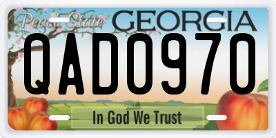 GA license plate QAD0970