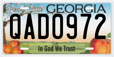 GA license plate QAD0972