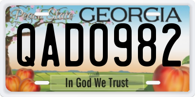 GA license plate QAD0982