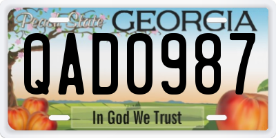 GA license plate QAD0987