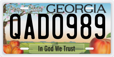 GA license plate QAD0989