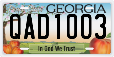 GA license plate QAD1003