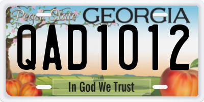 GA license plate QAD1012