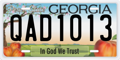GA license plate QAD1013