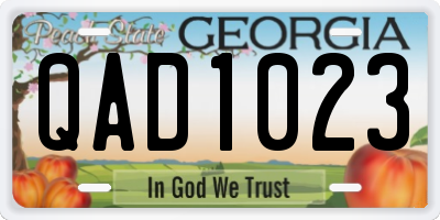 GA license plate QAD1023