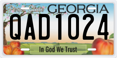 GA license plate QAD1024