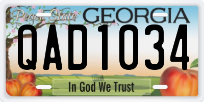 GA license plate QAD1034
