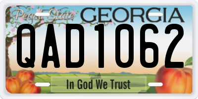 GA license plate QAD1062