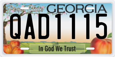 GA license plate QAD1115