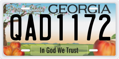 GA license plate QAD1172